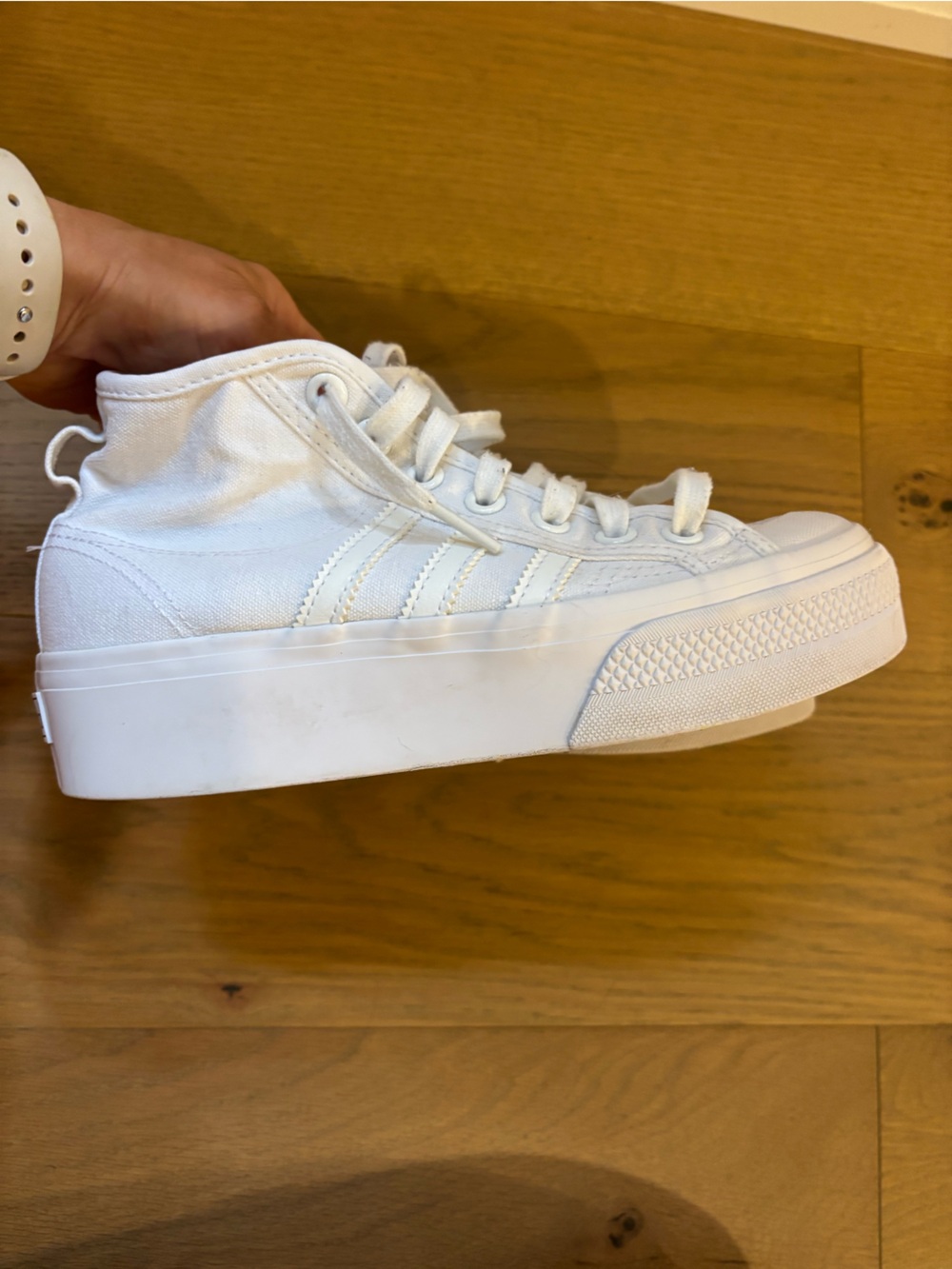 Adidas Nizza White Canvas Platform Shoes